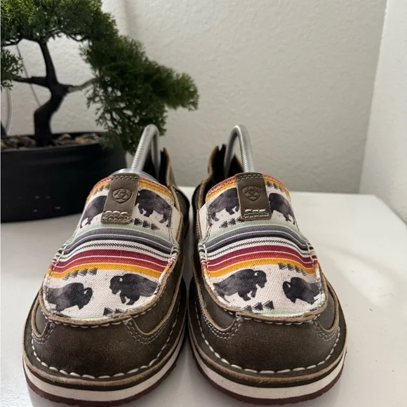 Ariat Brown and Multicolor Buffalo Print Loafers - Picture 3 of 8